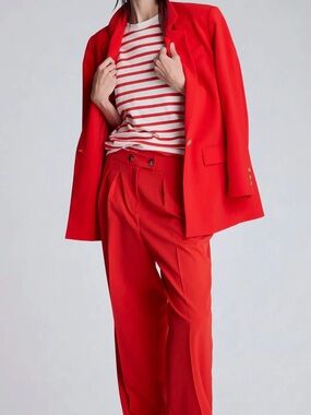 Kenneth Cole Pleat Front Red Wide-Leg Trousers, NWT, so chic!, size 2